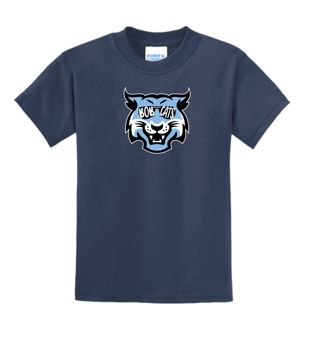 Skybrooke Bobcat Head T-Shirt- Navy