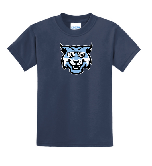 Skybrooke Bobcat Head T-Shirt- Navy