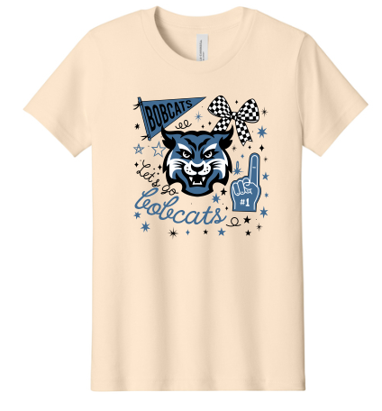 Skybrooke Bobcat Spirit- Bella Soft Cream Shirt