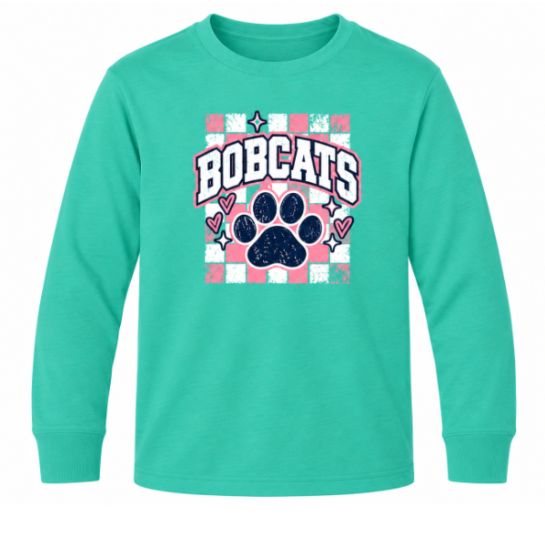 McKitrick Bobcats Checkered- Long Sleeve Cotton Shirt