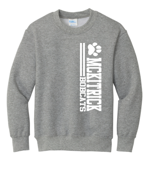 McKitrick Bobcats Sideways Crewneck- Grey